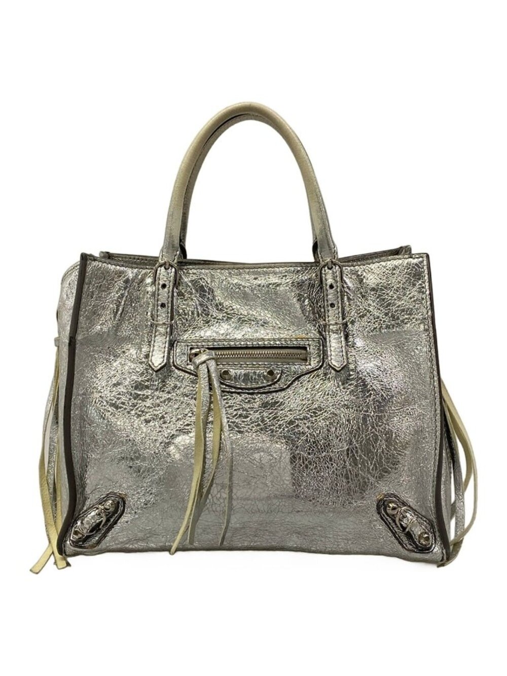 Balenciaga Tote Bag Mini Paper Silver Leather